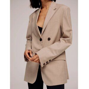 NEW Mijeong Park Oversized Blazer Camel Tan XS Wool Blend Lined Single Breasted